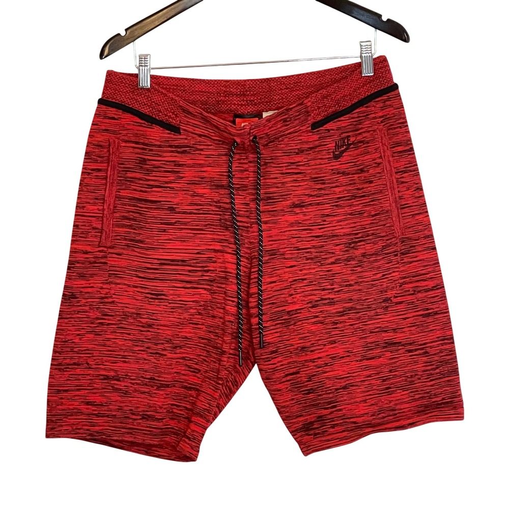 Nike Mens Tech Knit Shorts Red Black Space Dye XL 810226-687